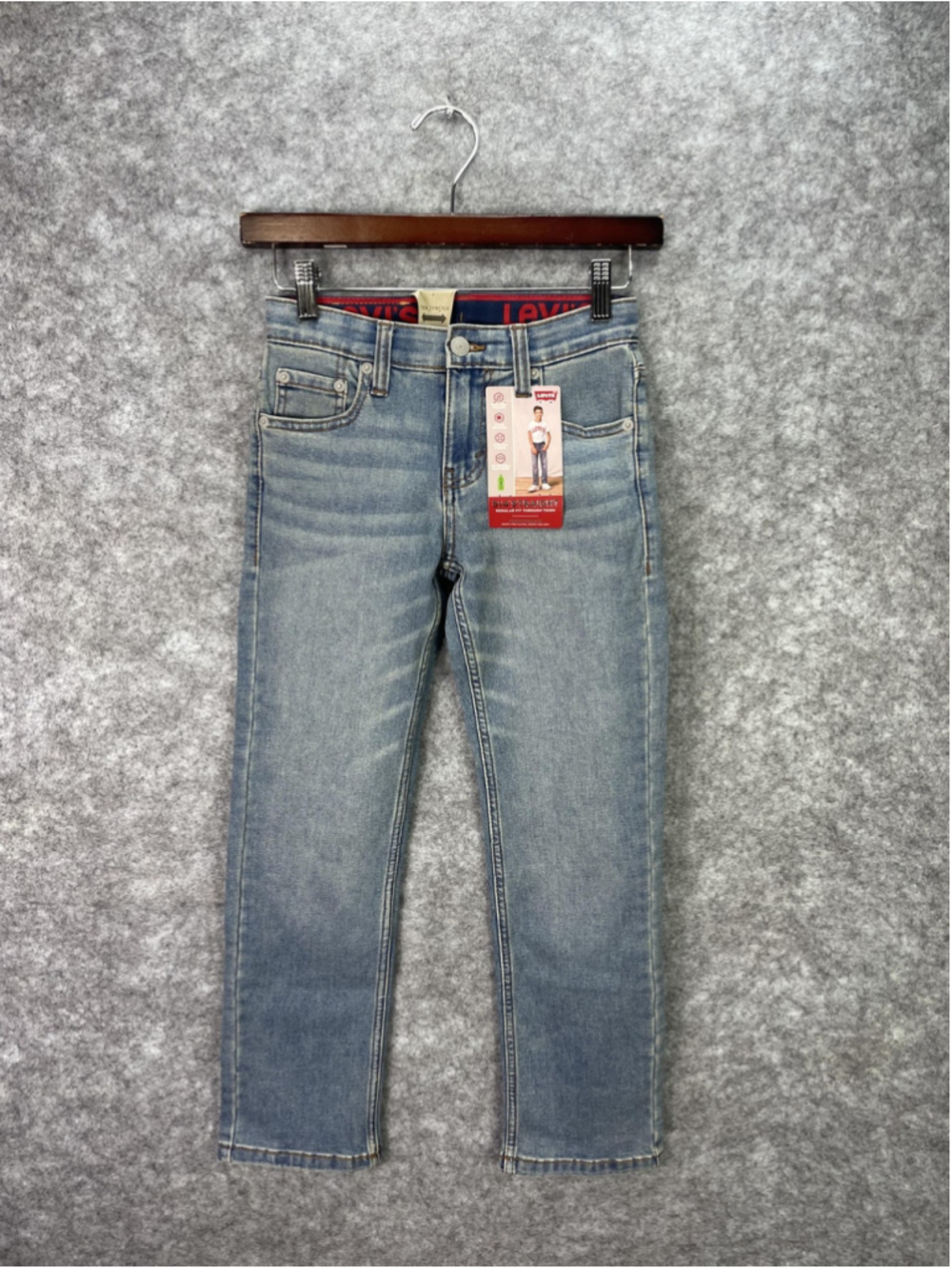 Levi's Jeans Boys 8 Blue 514 Straight Performance Adjustable Waist Stretch Denim